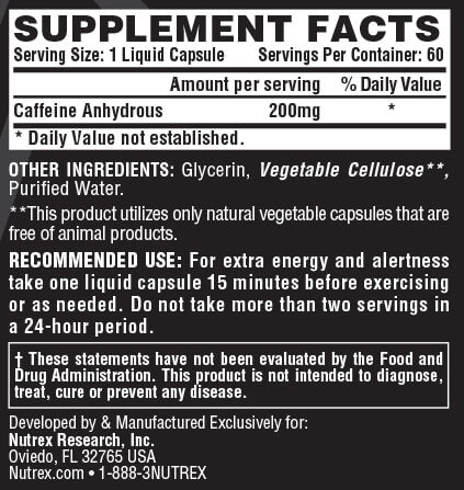 CAFEINA NUTREX 200MG / 60 CÁPSULAS