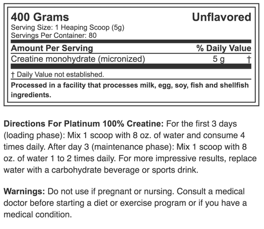 CREATINA PLATINUM 80 SERVICIOS / 400 GRAMOS