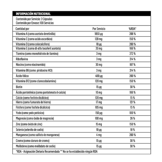 MULTIVITAMÍNICO ONE A DAY 100 TABLETAS